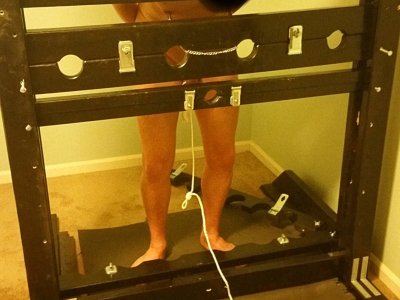 Guy Punished in Stocks Stress Position